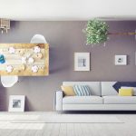 43295084 – strange living room  interior. 3d design concept