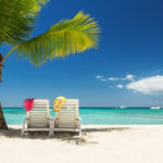 Relaxing on remote beach