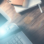 Business concept with office desk top. Online business, banking,