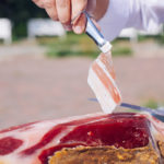Spanish Iberian ham or Pata Negra mounted on a wooden stand with