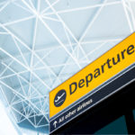 Flight information, arrival and departure board at the airport