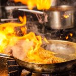 Steaming food in the frying pan