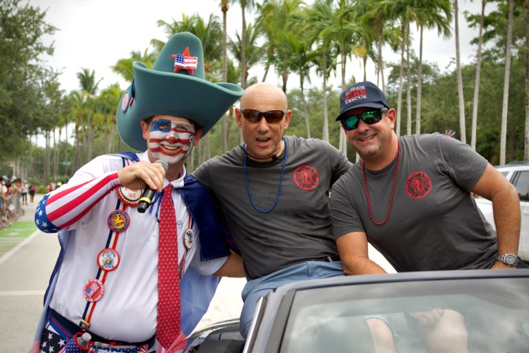 Master of Ceremonies Austin Tellam w/ Parade Grand Marshalls Eric Lang & Marco Osorio