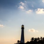 Lighthouse on sunset at the Florida State Park, Key Biscayne