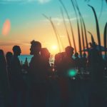 people at the open air beach summer party